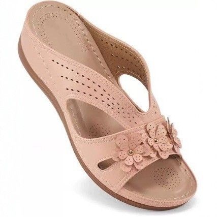 Foreign Trade European And American Large Size Retro Floral Wedge 2025 New Casual Beach Peep-Toe Slide Sandals_vogvips.com