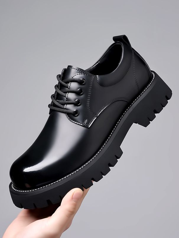 Retro Casual Big Toe Leather Shoes, Polished Leather Shoes_vogvips.com