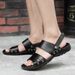 Summer New Metal Buckle Cowhide Lightweight One Line Slippers Casual Men's Plus Size Outdoor Dual-use Sandals_vogvips.com