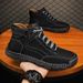 European Warm Series Martin Hand-sewn High-top Fleece-lined Warm Cotton Shoes Large Size Men's Leather Boots_vogvips.com