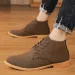 Four Seasons Work Boots For Man Winter Autumn Male Students Daily Walking Rubber Chelsea Booty Hightop Leather Shoes_vogvips.com