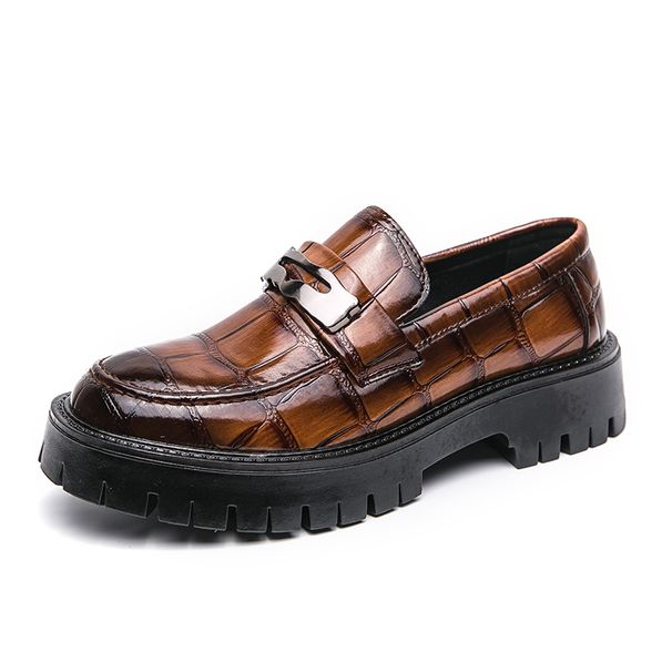 Platform New Men's Dress Leather Shoes High Classic Comfortable Pointed Toe Lace-up Business Shoes Fashion Casual Wedding Party_vogvips.com
