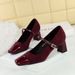 5296 Korean Style Fashionable Women's Shoes, Thick Mid Heel, Shallow Mouth Splicing, Square Toe, Straight Cut With_vogvips.com