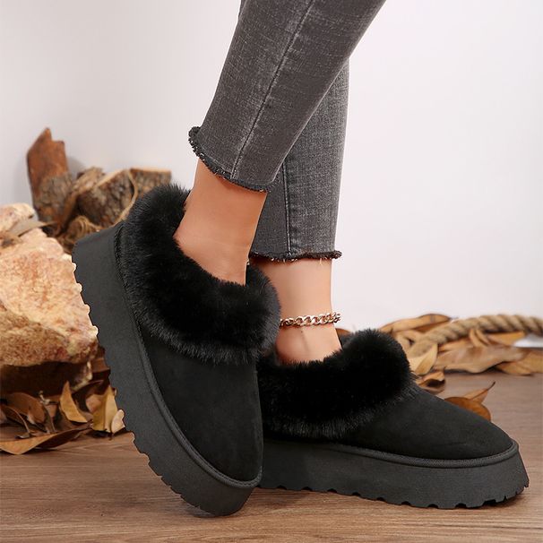 New Furry Snow For Women Winter Indoor And Outdoor Home Cotton Boots Warm Maternity Thick Sole_vogvips.com