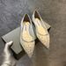 Mesh Rhinestone Flat Pointed Toe Sandals Transparent Hollow Single Shoes Women Low Heel European And American Style Soft_vogvips.com