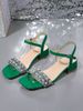 Large Size Thick Heel Fish Mouth For Women In The Summer Of 2025, New High-heeled Fashionable Rhinestone Straight Strap_vogvips.com