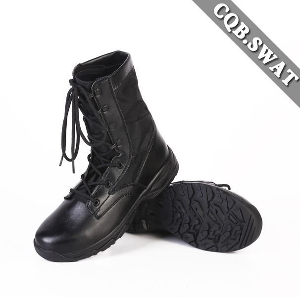 Black Combat Boots Canvas Lightweight Combat Boots Shock Absorbing High Top Outdoor Tactical Boots Mountaineering Boots_vogvips.com