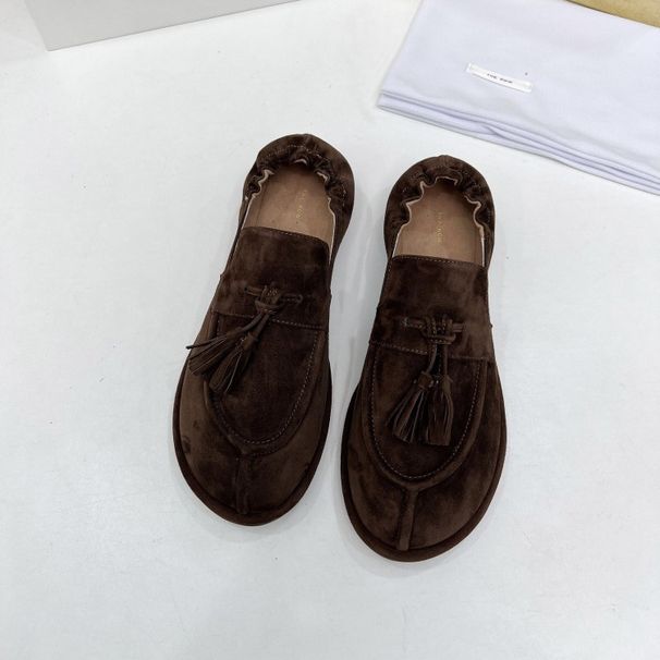 25 Spring Autumn New Style The Orw Genuine Leather Le Fu For Women, Fashionable And Versatile, Lazy, One Step Stilled_vogvips.com
