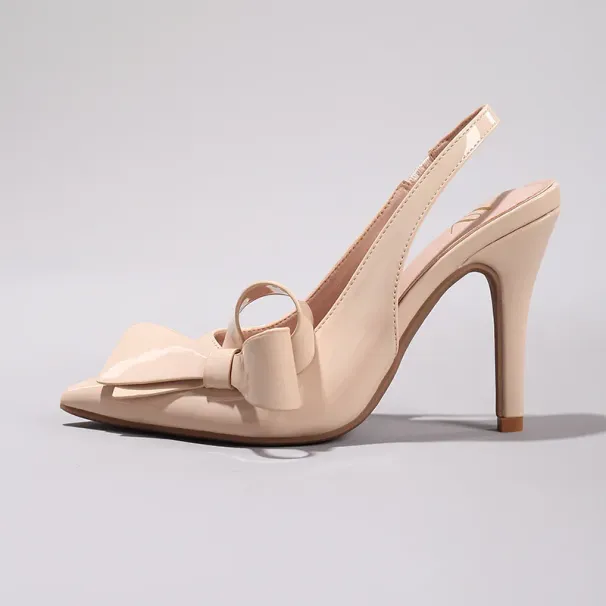 Elegant Side Bow Design High Heeled Sandals Luxury PU Leather Pointed Toe Thin Heels Fashion Back Strap Women S_vogvips.com