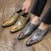 Cross-Border Gold Glossy Business Brogue European And American Fashion Large Size Lace-Up Derby Pointed Toe Small_vogvips.com