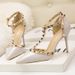 6289-2 European And American Sexy Nightclub Thin Slimming Heel Pointed Toe High Heels Women's Rivet Hollow Strap Sandals_vogvips.com