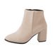 2020 New Women's Shoes Side Zipper Martin Suede Pointed Toe Autumn Plush High Ankle Boots Chunky Heel Winter_vogvips.com