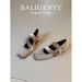 Sheepskin Version 5cm Internal Height Increase Retro Lace-up Mary Jane For Women, Shallow Square Toe Single Shoes,_vogvips.com