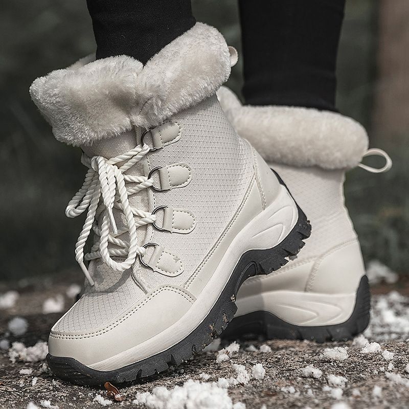 Winter Couple Snow Boots High Top Men And Women Hiking Shoes Cotton Shoes Comfortable Warm Plus Velvet Non-Slip Elderly Shoes_vogvips.com