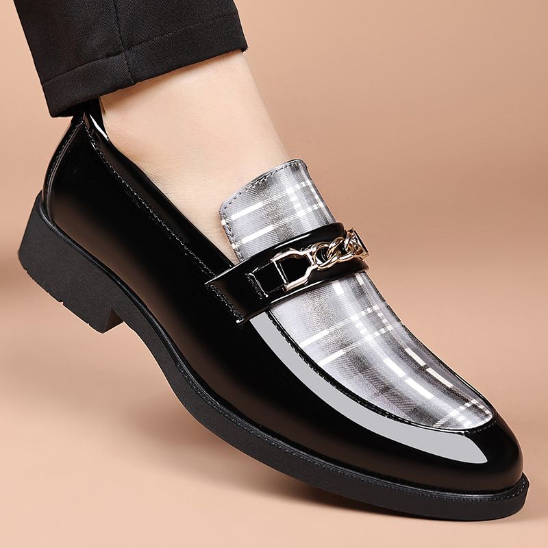 New Large Size Patent Leather Glossy Casual European And American Style Hair Stylist Pointed Toe Men's Trendy Business_vogvips.com