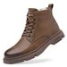 European Warm Series Martin For Men 2025 New Fleece-Lined High-Top Work Trendy Genuine Leather Wool Cotton Shoes Warm Snow Boots_vogvips.com