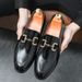 new 2026 Small Bright Autumn New Men's Large British Trendy Metal Buckle Casual Crocodile Leather Shoes_vogvips.com