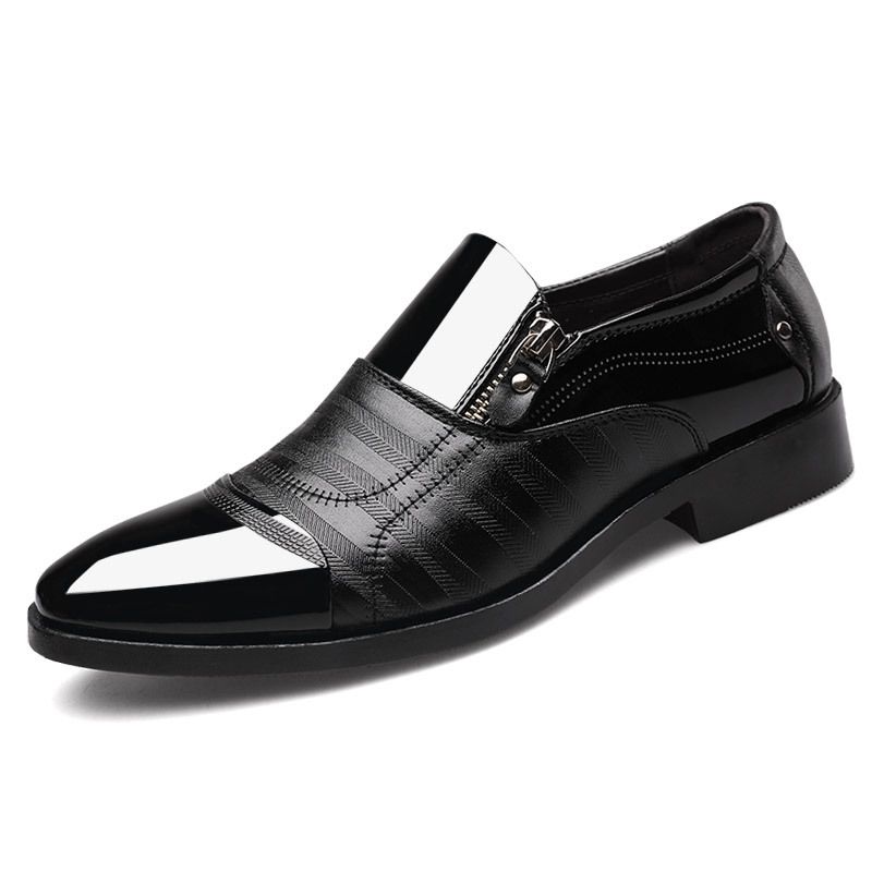 Dress leather shoes men's feet lazy shoes patent leather shine professional work shoes leather shoes men's shoes_vogvips.com