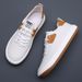 Men's White Sneakers Genuine Leather Casual 2025 Spring New Crooked Head Clown Cowhide Board Shoes Trendy_vogvips.com