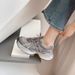 Dad's Shoes, Women's 2025 Spring New Korean Version, Versatile, Small, Lightweight, Height Increasing, Thick Sole, Eye-catching, Small Sports Shoes,_vogvips.com