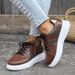 spring New Fashion Round Toe Lace Up Thick Soled Foreign Trade Large Casual Single Shoes For Women Size_vogvips.com