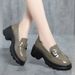 Platform Loafers For Women 2023 New Autumn Women's Thick Heel Shiny Small Leather Soft Sole British Style Single Shoes_vogvips.com