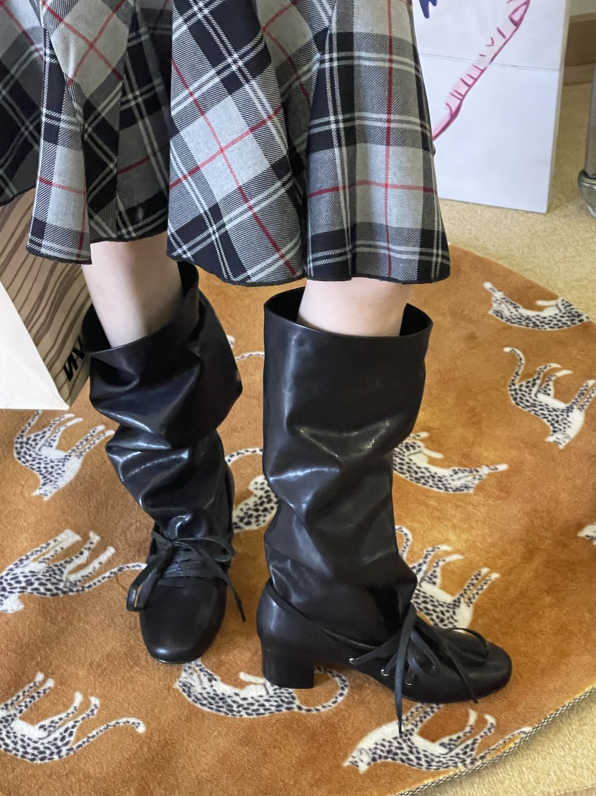 Genuine Leather New Niche Design Sense Pants Heel Thick Sole Long Over-the-Knee Lace-Up Knight Boots_vogvips.com