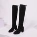 35-43 Over-the-Knee Stretch For Women, High Heels, New Autumn Winter Large Size Lace-Up Suede Slimming Long Boots_vogvips.com