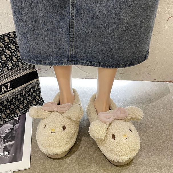 Women's Winter Cotton Slippers For Outdoor Wear, Cute 2026 New Model, Indoor Warm Dormitory Plush Non-slip Maternity Shoes With Covered Heel_vogvips.com