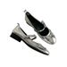 Lan Cabinet Version ~ Silver Flat Single For Women French Style Shallow Mouth Mary Jane One-Strap Bow Versatile Little_vogvips.com