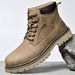 Men's Casual Mid-Cut Martin Boots - Durable Work Boots With Anti-Slip Rubber Sole, Comfortable For Outdoor (Sizes 38-47, Black/Tan/Brown)_vogvips.com
