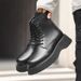 American Thick-soled Heightening Tooling Boots Fleece Short Boots Retro Locomotive Style Martin Boots_vogvips.com