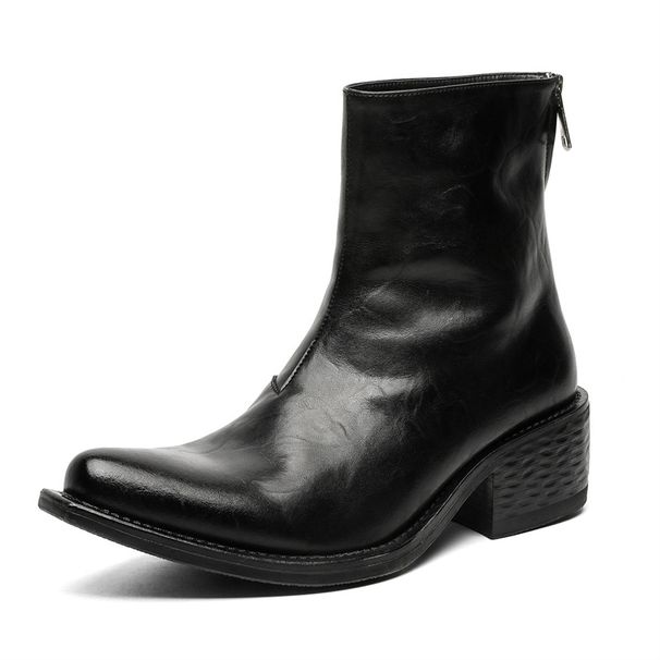 Black High-top Thick-soled Heightening Wizard Boots Vintage Pointed Chelsea Boots Niche Premium Martin Boots_vogvips.com