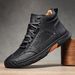 Large Size Men's Leather Boots, Men's Fashion Stitched Shoes, Ankle Boots, Flat Lace-Up Martin Boots, Outdoor High-Top S_vogvips.com