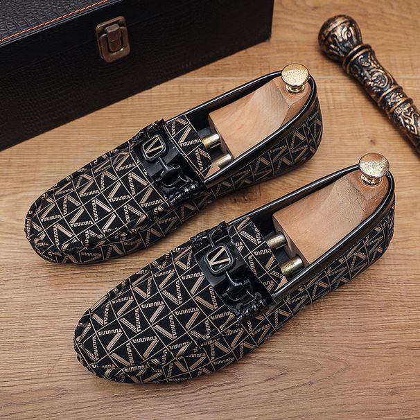Summer New Bean Casual Trendy Leather Soft Bottom Fashion Printed High End Men's Le Fu Shoes_vogvips.com