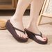Women's Double Strap Wedge Heel Platform Flip Flops Summer Beach Non-Slip Odor Resistant Shoes_vogvips.com