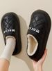 Waterproof Cotton Slippers For Women For Winter Outdoor Wear Indoor Home Thick Soled Plush Warm Heeled Cotton Shoes For Men_vogvips.com