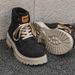 Men's Chunky Sole Cowboy Denim Ankle Boots - Retro Work Boots With Mid-Calf Height & Lace-Up Design For Casual & Streetwear_vogvips.com