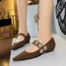 3683-1K92 Wind Versatile Slope Suede Low Heel Metal Decorative Strap Shallow Mouth Pointed Women's Single Shoes_vogvips.com