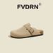 Women's Exclusive Genuine Leather Flat Slippers Brown Apricot Gray Beige Spring Autumn Fashion Footwear_vogvips.com