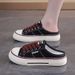Women's Outdoor Slippers 2026 New Korean Version Mango-toe Canvas Shoes Women's Low-top Versatile Half-slippers 9022-1_vogvips.com