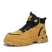 European Warm Series Autumn Winter New Leather High-top Martin Fashion Rotating Buckle Slip-on Outdoor Sports Yellow Men's Boots_vogvips.com