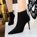 Women's Shoes Retro Fashion Sexy Nightclub Slim Stiletto High Heel Suede Back Lace Up Pointed Toe Winter Short Boots_vogvips.com
