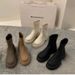 Thick Soled Thin White Martin Boots Women S Shoes Autumn And Winter Plus Velvet High Quality Short French Nude_vogvips.com