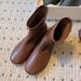 Sheepskin Round Toe Retro Simple Slim Flat Short Slimming Elastic Women's Versatile Commuting Sock Boots_vogvips.com