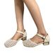 New French Style Hollowed Out Women's Sandals With A Mid Heel, Summer New Style, Genuine Leather Hollow Flat Belt, Thick Heel, Woven Sole_vogvips.com