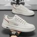 Men's White Breathable Platform Sneakers Casual Fashion Thick Sole Lace-up Board Shoes Comfortable Lightweight Trendy Non-slip_vogvips.com