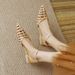 French Style~Artistic Retro Pointed-toe Low Chunky Heel Roman Sandals For Women, Pig Cage S, Summer Casual Women's_vogvips.com