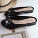 Heli Shark New Women's Summer Half Slippers Fashion Square Buckle Casual Chunky Heel Outdoor Flat Daily Sandals_vogvips.com