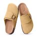 Evshine Cow Suede For Women Men Cork Footbed Mules Unisex Slip On Potato Genuine Clogs Shoes With Arch Support_vogvips.com